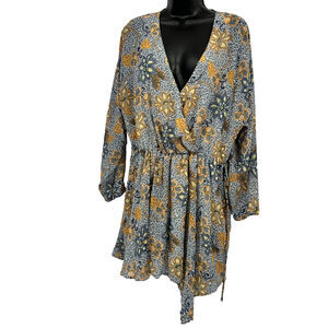 NWT NEW Free People pretty floral dress crossover S SMALL long sleeve lined